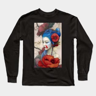 Dreamy Surreal Cute Japanese Girl with a floral design and flowers Long Sleeve T-Shirt